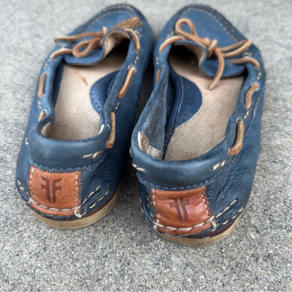 Frye Quincy Tie Blue Leather Boat Shoes Women’s Size 6.5M - Picture 5 of 8